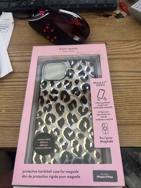 kate spade Leopard Print MagSafe iPhone Case 14 Plus - Black, Gold & Cream